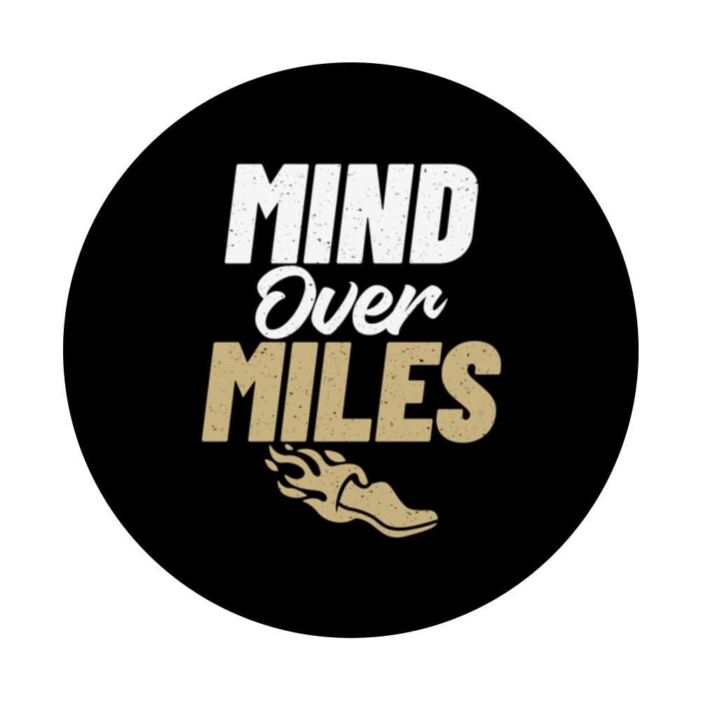 Mind over Miles Marathon Runner PopSockets Swappable PopGrip, Black - Image 3