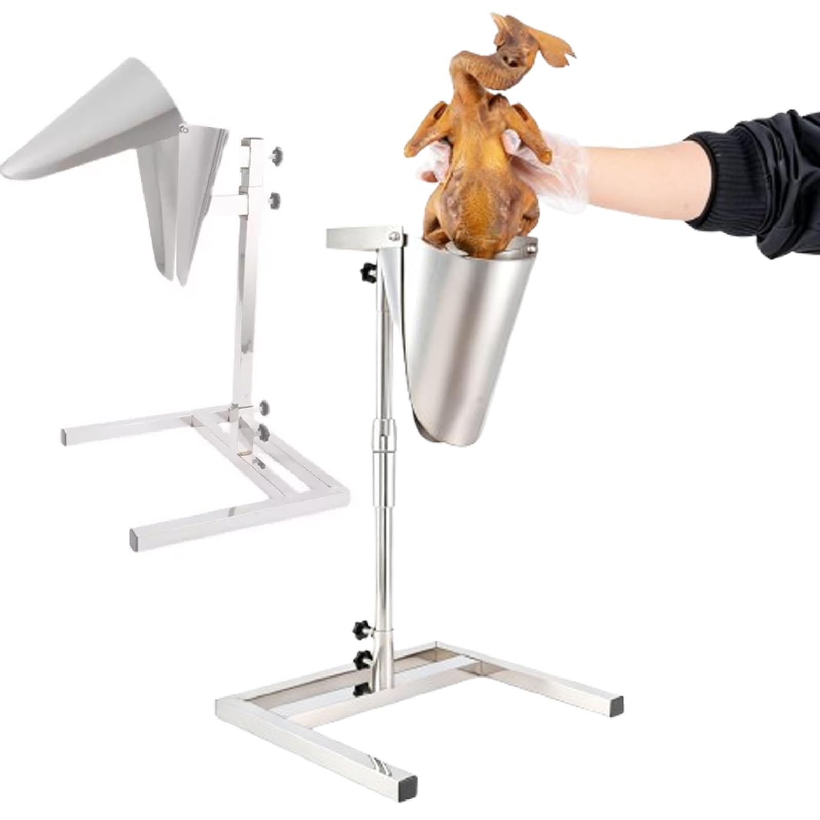 Tolva de alimentación manual con soporte ajustable, 35-60 cm, para llenado de envases de alimentos