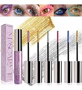 6 colours colourful mascara for eyelashes set, pearl glitter waterproof does not smudge coloured.