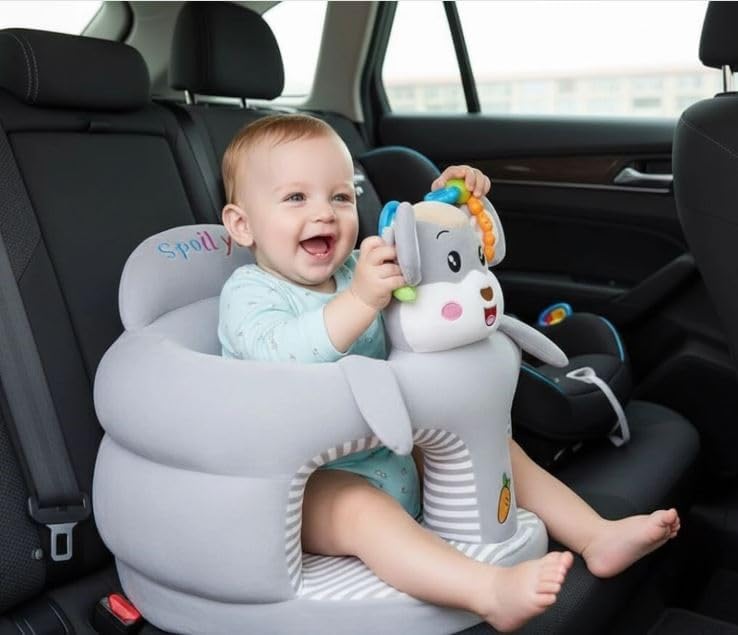 Kids Sitting Rocking Comfort Baby Supporting Soft Plush Cushion Chair for Kids (0 to 6 Months) (Grey)-picture-18