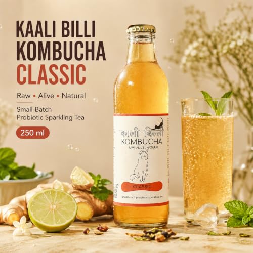 Image of KAALI BILLI Kombucha Classic, Pack of 4 | Fermented Tea, All Natural, Gut Healthy Drink | 4 x 250ml | Vegan, Preservative free, Low calorie, Low sugar