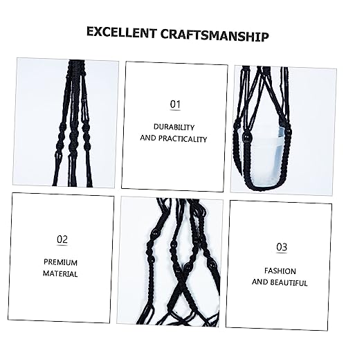 Panier à fleurs noir suspendu ORFOFE en coton tressé robuste