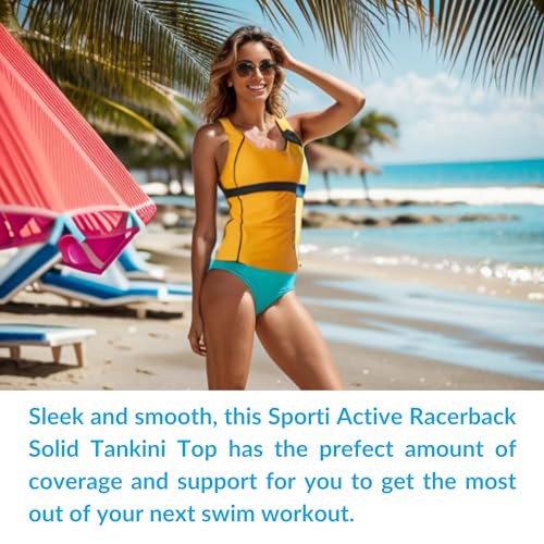 Sporti Women Racerback Tankini Tops - Bathing Suit Tops for Women - Athletic Tank Top Swimsuits with Shelf Bra Support3
