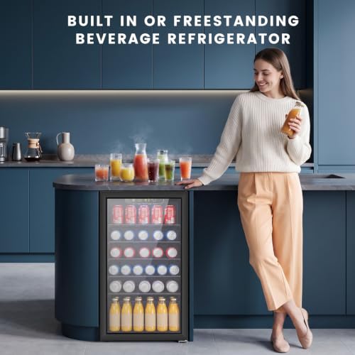 Image of Electactic 130 Can Mini Fridge, 3.1 Cu. Ft. Beverage Cooler with Adjustable Digital Thermostat, Quiet Operation for Soda Beer Wine, Compact Refrigerator for Dorm Office Garage, Black