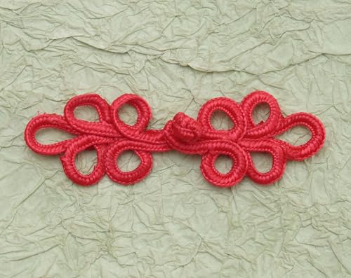 Ruwado 5 Pairs Chinese Knots Frog Buttons Closure Sewing Fasteners Polyester Vintage Closure for Sweater Cloak Coats Scarf Cardigan Costumes Outfit Crafting Cheongsam (Red)