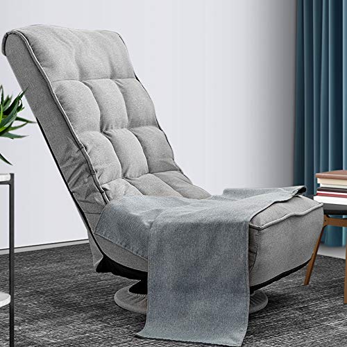 Kealive Grey Floor Gaming Chairs 360 Swivel Gaming Chair, 4-Position Game Chair Adjustable Backrest, Comfortable Padded Lazy Chair, Big Size Video Game Chair for Adults, Teens, Children, Grey