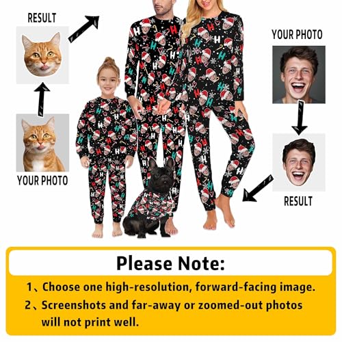 M YESCUSTOM Personalized Pajamas for Women Men Family Custom Pet Face Couples Matching Pajamas Sleepwear Set with Photo2