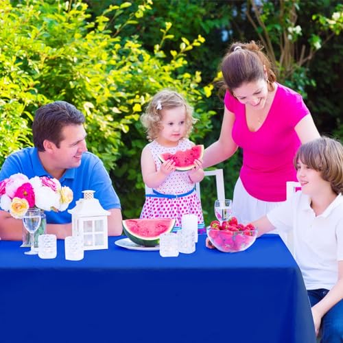 Image of Kopokita 2 Pack Royal Blue Plastic Tablecloths Disposable 54 x 108 Inch