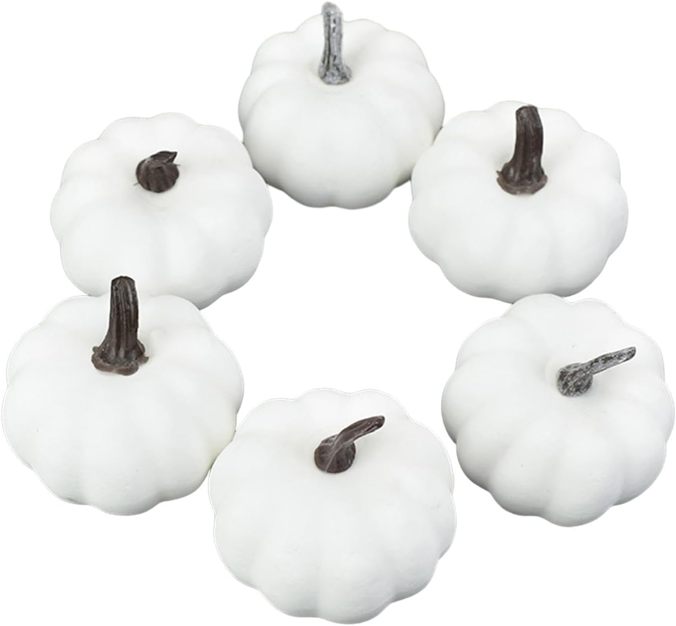 FRECI 6PCS Artificial Pumpkins Model Autumn Pumpkin Realistic Harvest Pumpkin Figurine Fake Pumpkins Artificial Vegetables for Thanksgiving Halloween Tabletop Decor - White, Style A