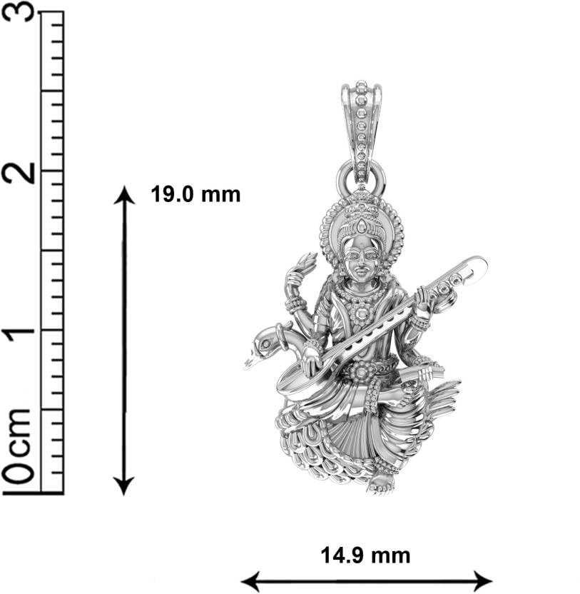 Sterling Silber Anhänger (92,5% Reinheit) mit Venezianerkette für Damen und Herren aus reinem Silber Lord Saraswati Maa Medaillon Kette für Gesundheit und Reichtum Sterling Silber _ 448, Small,,