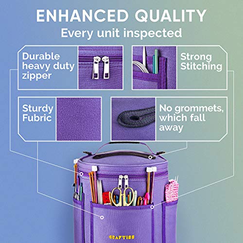 Craftiss CR5 Yarn Storage Bag - Mother'S Day Gift - Purple Tote Yarn Bag, Durable Knitting And Crochet Organizer thumb #4