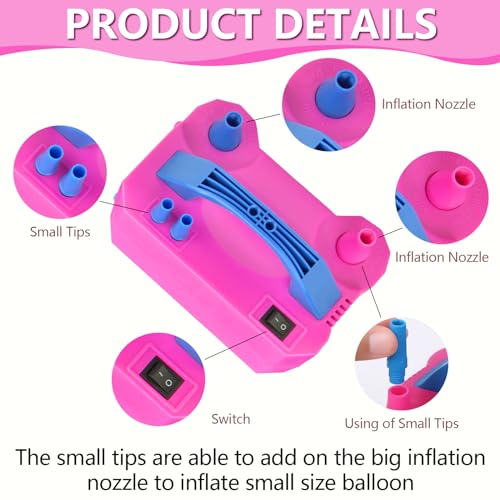SINBEE Balloon Pump, Balloon Pump Electric, Portable Dual Nozzle Electric Blower Air Pump Inflator for Party Decoration. Faster and Save Time - Image 3