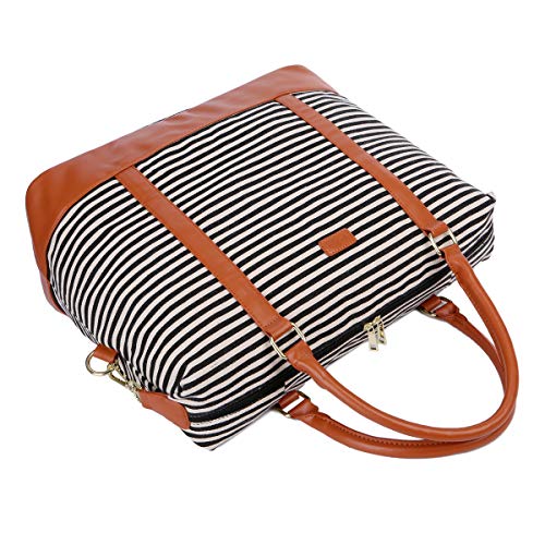 BAOSHA HB-28 Ladies Women Canvas Travel Weekender Bag Overnight Carry-on Duffel Tote Bag (Black)