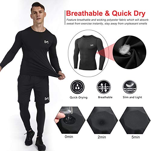 MEETYOO Kompressionsshirt Herren, Leggings Sport Laufhose Funktionsshirt Männer Jacke Kompressionshose Funktionswäsche für Running Gym Fitness