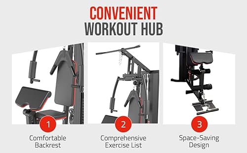 Strongway® Multi Gym with Weights Multifunction Home Gym Machine with 72KG Weight Stack Dual Pulley System Fitness Workout Strength Training - Image 7