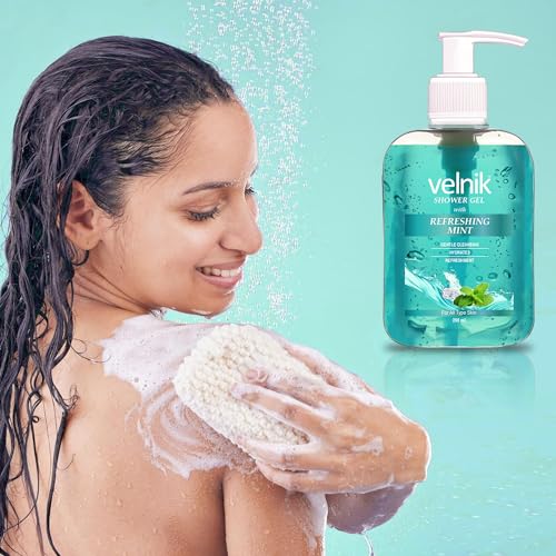 Image of Shower Gel With Refreshing Mint Gentle Cleansing Hydrates Refreshment Skin Body Wash for Women & Men with Skin Conditioners for Radiant Glow & Moisturised Suitable for All Skin Types 250ml