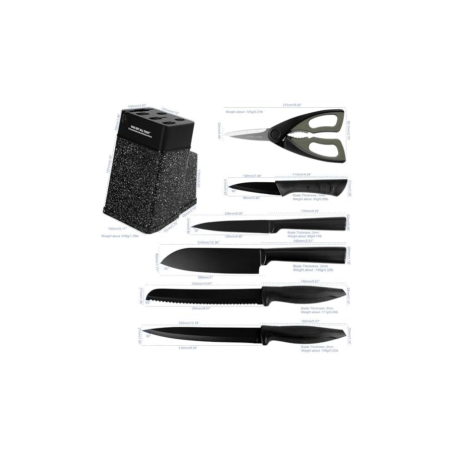 7-Pcs-Kitchen-Knife-Block-Set-with-Built-in-Sharpener-Stainless-Steel-Black-Knife-Block-Set-Sharp-Cutlery-Knife-Set-with-Stainless-Steel-Blades-for-Precise-Cutting-Anti-slip 7 Pcs Kitchen Knife Block Set with Built-in Sharpener, Stainless Steel Black Knife Block Set, Sharp Cutlery Knife Set with Stainless Steel Blades for Precise Cutting, Anti-slip