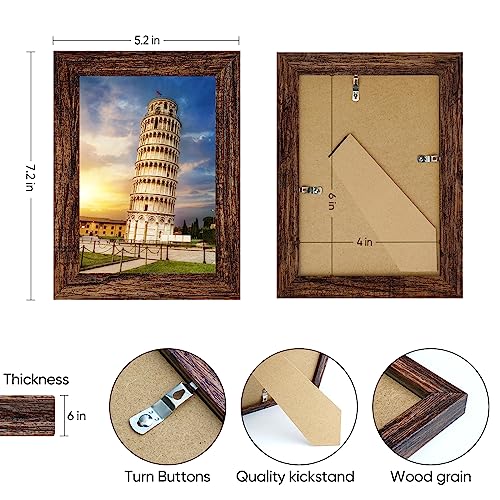 Nacial 4 Pack Brown Photo Frame 6 x 4, Home Décor 6x4 Picture Frame For Pictures/Photos/Posters - Image 4