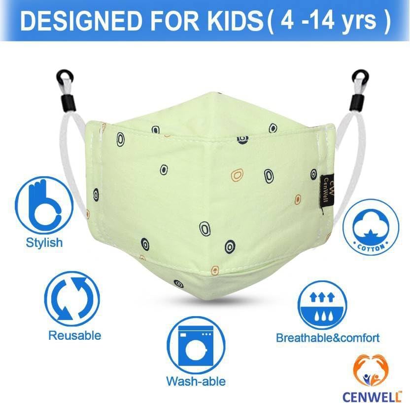 Cenwell Kids 3D Mask Reusable, Washable, Breathable & Comfortable Stylish Face Mask with Adjustable Earloops for Boys Girls Children Gift, Cute Designer Fabric Mask, (Pack of 5) 1