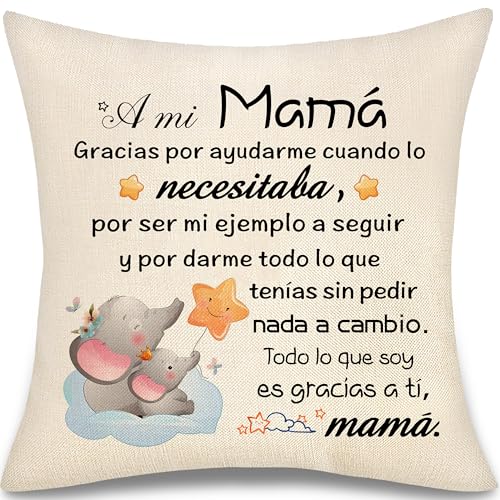 Mamá Madre Regalo Día del Madre para Mujer Madrina Funda de Cojín de Hija Hijo Originales Ideas Regalos de Cumpleaños Navidad (mamá-2)