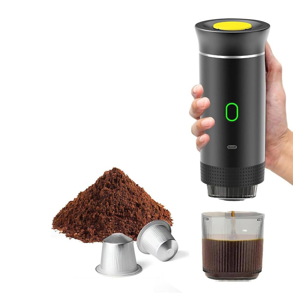 Mini Cafetera Portátil 3 en 1 – 15 Bares, Recargable USB-C, Compatible con Cápsulas y Café Molido, Ideal para Viajes, Oficina y Camping