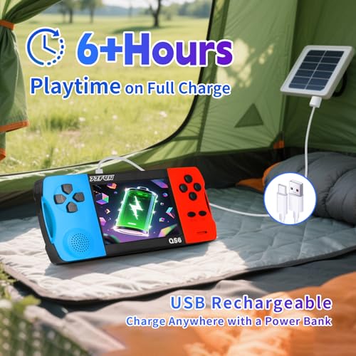 Handheld Game Console for Kids 3.5" IPS Large Screen Rechargeable,Preloaded 216 Video Games ,Arcade Electronic Toy Birthday Xmas Present for Girls—BlueRed - Image 5