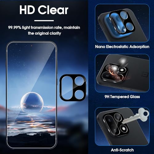 Image of PreCure (2+2 Pack) Screen Protector & Camera Lens Protector for OnePlus 15 - 9H Hardness Tempered Glass, HD Clear, Bubble-Free, Anti-Scratch (Black)