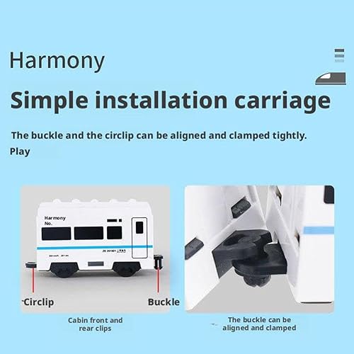 Miniatura 7 de Juguete de tren de cadena inteligente, juguete de tren eléctrico con luces intermitentes, kit de modelo T-Rains eléctrico de alta velocidad de bala