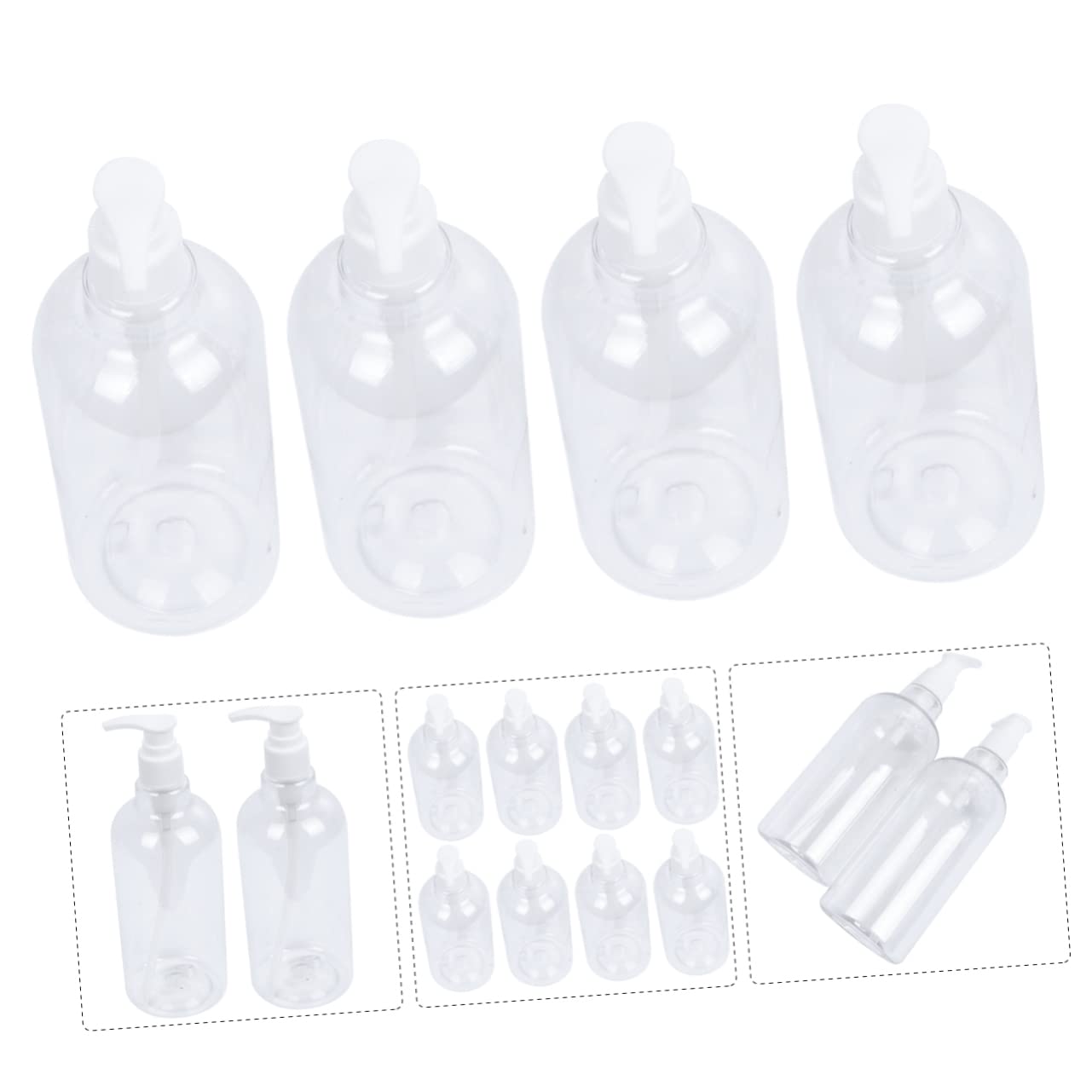 WOONEKY Botella Dosificador de Pet Transparente 500ml, 8 Unidades