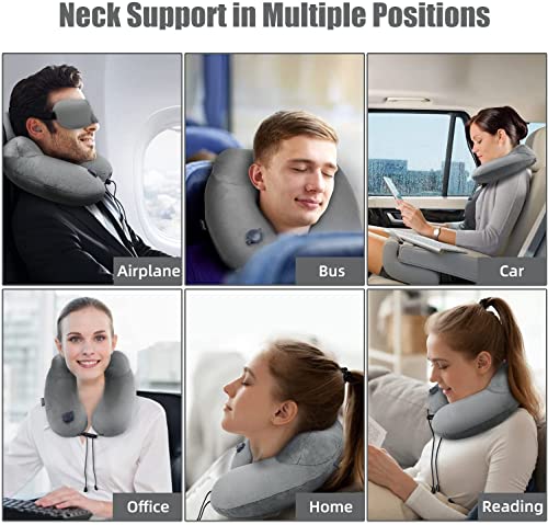 Urophylla Neck Pillow For Traveling, 100% Soft Velvet Inflatable Travel Pillow For Airplanes With 3D Eye Mask And Earplugs, Used On Office/Recliner/Camp/Backpack, Airplane Travel Essentials #TOP5