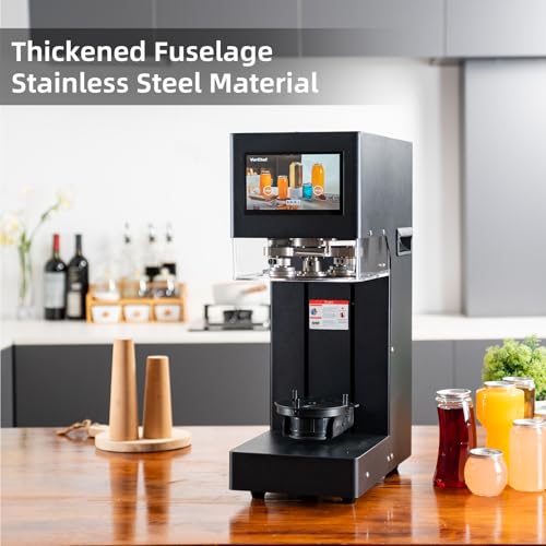 Image of Commercial Soda Can Sealer, Fully Automatic Can Sealing Machine, 2.17in 55MM Can Sealer Machine for Aluminum & Plastic Cans Touch Screen Operation, No Need Cup Mat, Auto-Detect Height