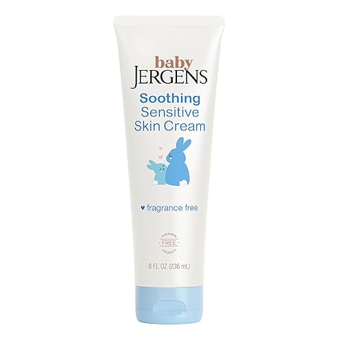 Jergens Crema calmante para piel sensible para bebés, crema para piel seca infantil, crema para piel seca, probada por pediatras, sin fragancia, 8