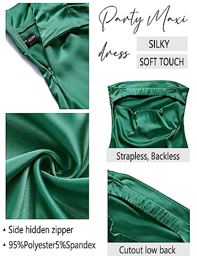 Image of MEROKEETY Women's Summer Satin Strapless Bodycon Dress 2026 Backless Tube Wedding Guest Cocktail Formal Party Maxi Dresses