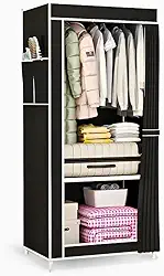 Guarda Roupa Closet Dobrável Organizador com Capa de Tecido 1 Porta - Preto