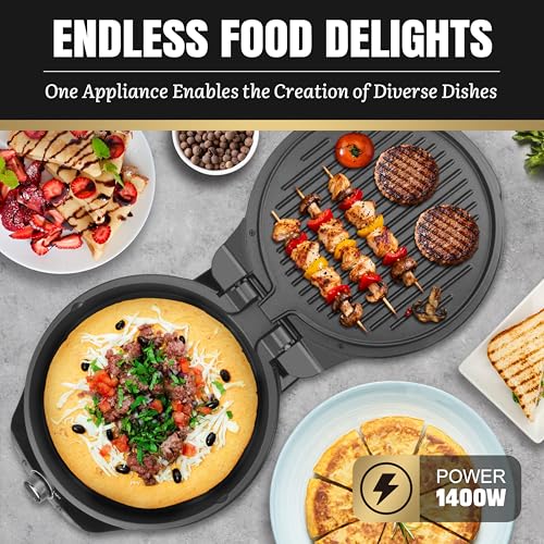 Image of FineMade Electric Griddle Nonstick, Multi-Funtional Quesadilla Maker 10 Inch, Electric Grill Indoor, Pancake Griddle & Pan, Smokeless Indoor Grill, Non-stick Surface, Black