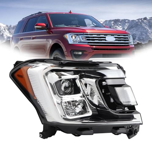 YEQSHNG JL1Z13008K Halogen Type Headlights Assembly Compatible with 2018-2021 Ford Expedition[XLT Limitated] Headlamp With Bulbs Right Passenger Side JL1Z13008K FO2503370