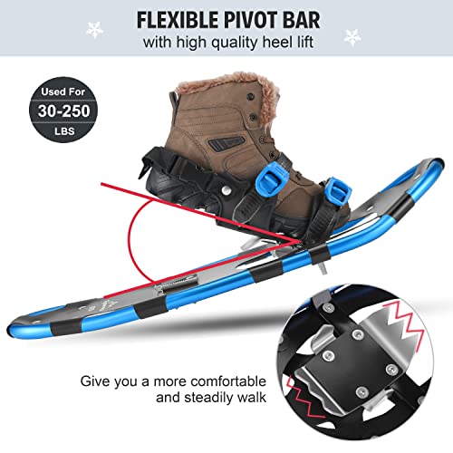 Gpeng 4-In-1 Xtreme Lightweight Terrain Snowshoes For Men Women Youth Kids, Light Weight Aluminum Alloy Terrain Snow Shoes With Trekking Poles And Free Waterproof Leg Gaiters, 14"/21"/25"/27"/30" #TOP2