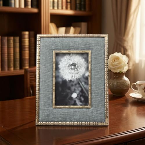 Cadre photo rectangle bleu gris objet déco pour bureau salon 23cm