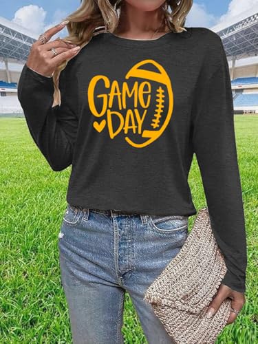 Women Football Shirts Game Day T-Shirt Casual Football Graphic Tees Sports Gift Long Sleeve Novelty Tops3