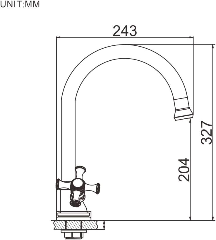 Technical drawing with dimensions of the Ibergrif M22117 kitchen tap
