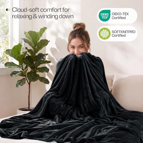 Image of Utopia Bedding Fleece Blanket Queen Size Black Lightweight Fuzzy Soft Anti-Static Microfiber Bed Blanket (90x90 Inches)