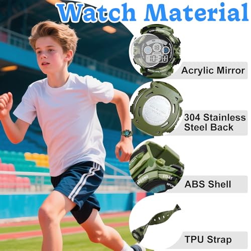 Image of Edillas Kids Digital Watch 7 Colors 50M Waterproof Sport Alarm Boys 7-15 | 7 Color Lights, 50M Waterproof, Alarm, Stopwatch, Easy to Read, Comfort Strap, Great Sport Watch for Outdoor Ages 7-15