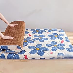 Bedrukt Futon Matras, Japanse Tatami Vloermatras Opvouwbare Vloer Matras Dubbelzijdig Slaapmat voor Slaapzaal Logeerbed-C-90×200 cm (35×79 inch)