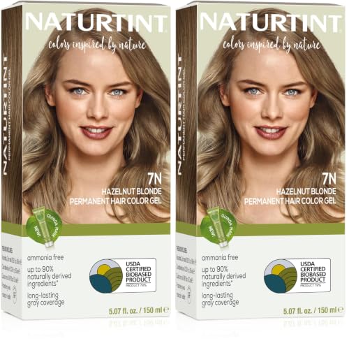 Image of Naturtint 7N Hazelnut Blonde Permanent Hair Color (Pack of 2), Ammonia Free, Vegan, Cruelty Free, up to 100% Gray Coverage, Long Lasting Results (Packaging may vary)