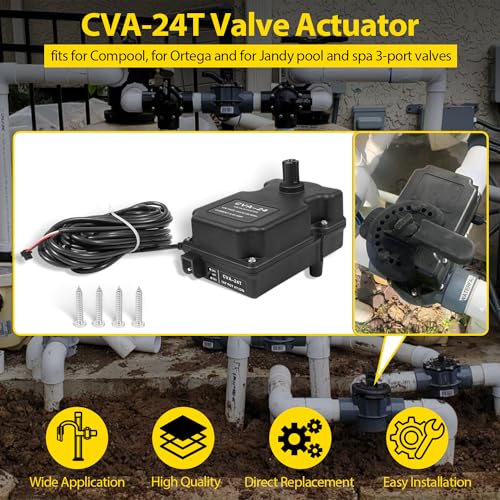 CVA-24T Valve Actuator 3-Port CVA-24T Valve Actuator Compatible with All 24VAC Control Systems, Replacement for Pentair 263045 Valve Actuator, 24 Volt AC, 180 Degree Rotation, 3-Wire, 25-Feet - Thumbnail 2