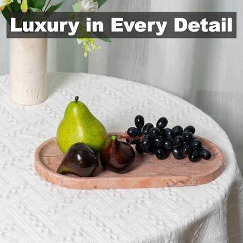 Image of Koville Norway Natural Marble Tray, 12 inchx6 inch Vanity Decorative Tray for Countertop, Catchall Tray for Perfume, Candles, Jewelry Dish