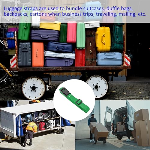 Image of M METERXITY 1 Pack Luggage Straps- Travel Baggage Accessory Adjustable Suitcase Belt with Quick Release Buckle, Apply to Travel (1.5 Meters, Green)