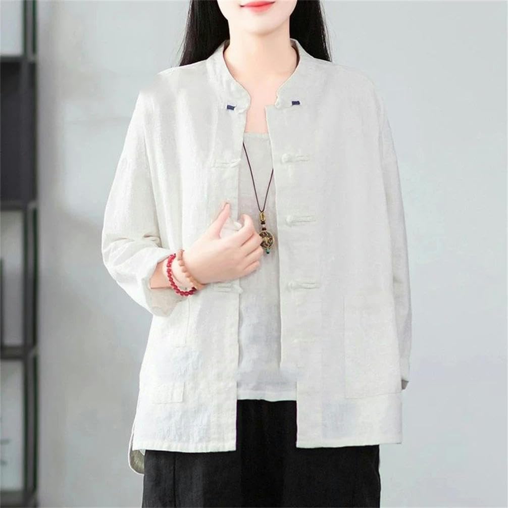 Traditional Chinese Cotton Linen Tang Suit National Chinese Folk Style Blouse Vintage Service Loose Blouse