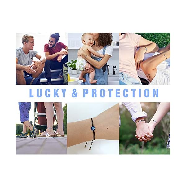 UNGENT THEM Evil Eye Anklet Bracelets for Women Nazar Kabbalah Red Protection BFF Friendship Ojo Turco Good Luck String Bracelets for Women Men Family