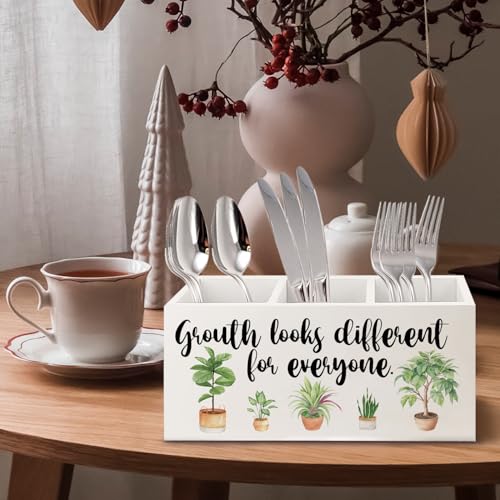 Image of Growth Looks Different for Everyone Mental Health Growth Mindset Wooden Pen Pencil Holder for Classroom Therapy Office Desk Accessories, Back to School Supplies Gifts for Students
